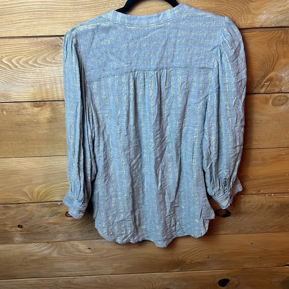 Anthropologie Akemi + Kin Women’s LS Button Down Top 10‎ Gray Gold Metallic - Picture 8 of 10
